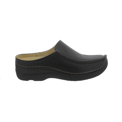 WOLKY WOLKY SEAMY-SLIDE, CLOG, PRINTED LEATHER (GLATTLEDER), BLACK 0625070-000