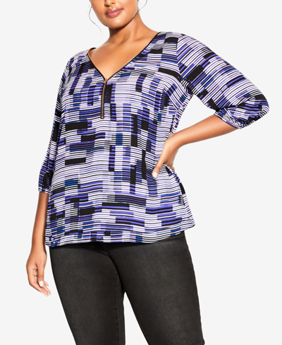 CITY CHIC TRENDY PLUS SIZE SEXY FLING PRINT TOP