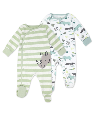 MAC & MOON BABY BOYS RHINO PRINT SLEEP AND PLAYS, PACK OF 2
