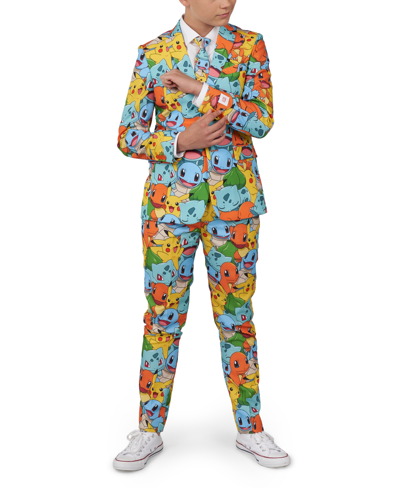OPPOSUITS BIG BOYS POKEMON LICENSED SUIT, 3-PIECE SET INCLUDING BLAZER, PANTS AND CLIP-ON-TIE