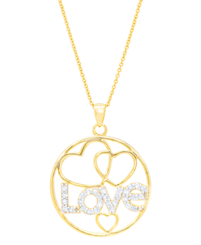 MACY'S DIAMOND "LOVE" HEART CIRCLE 18" PENDANT NECKLACE (1/8 CT. T.W.) IN 14K GOLD-PLATED STERLING SILVER