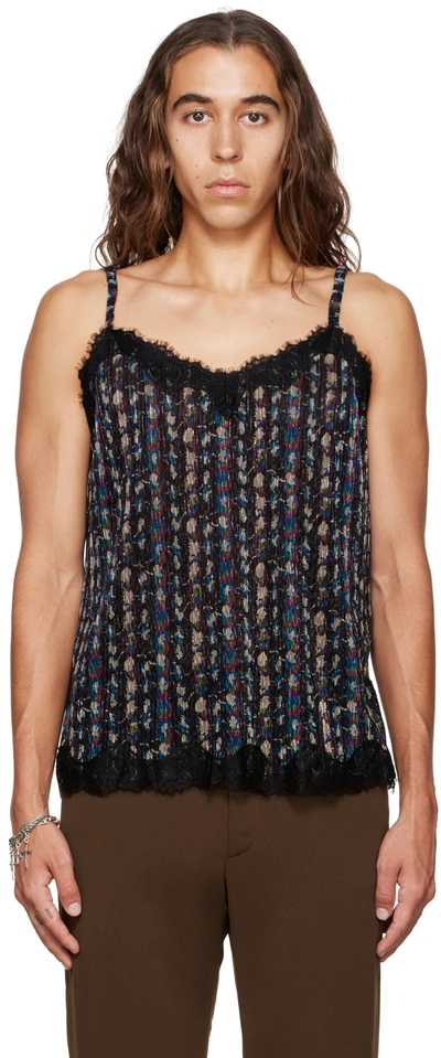 ANNA SUI SSENSE EXCLUSIVE BLACK FLORAL TANK TOP