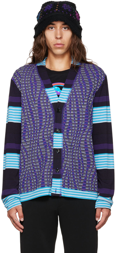 ANNA SUI SSENSE EXCLUSIVE PURPLE STRIPE CARDIGAN