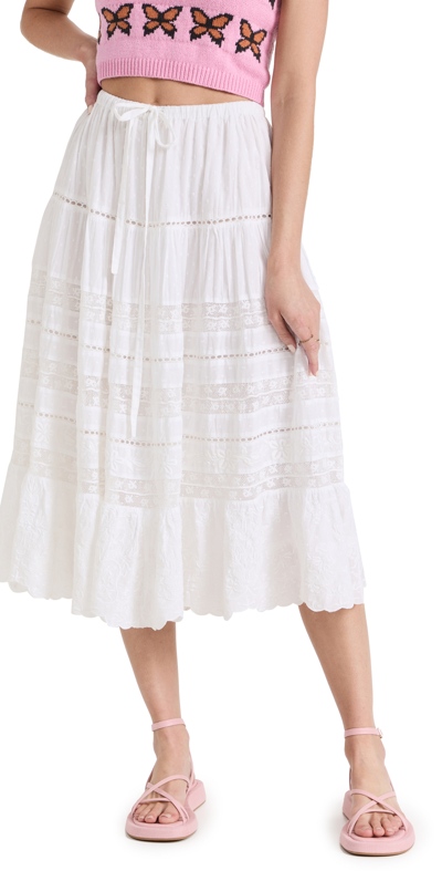 LOVESHACKFANCY DONNA SKIRT WHITE