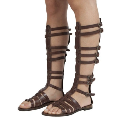 SANDALI 100% SALENTO® SANDALS WOMEN'S GLADIATOR HIGH BUCKLE AT KNEES & CALF LEATHER