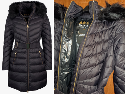 BARBOUR BARBOUR INTL. DARLEY MOORE QUILTED LONGLINE COAT (BLACK)22"PTP(SIZE 16) RRP £259