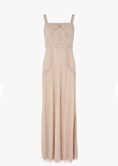 MONSOON MONSOON PINK EMBELLISHED LORI BRIDESMAID WEDDING MAXI DRESS 12 RRP £170