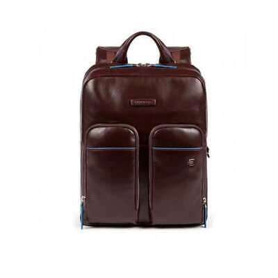 PIQUADRO ORIGINAL PIQUADRO BACKPACK BLUE SQUARE LEATHER BROWN - CA5575B2V-MO