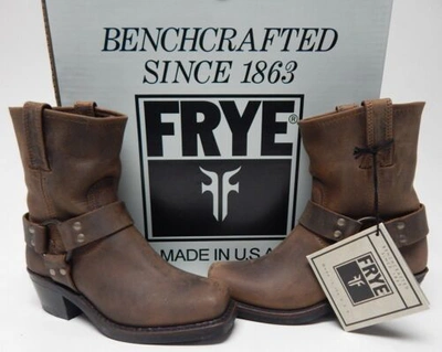 FRYE FRYE HARNESS 8R SZ US 6.5 M WOMEN'S LEATHER PULL ON ANKLE BOOTS BROWN 77455-TAN