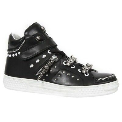 NEWROCK ROCK M.PS045-S3 MENS BLACK LEATHER METAL EBM SNEAKERS UNISEX