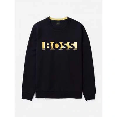 HUGO BOSS HUGO BOSS SALBO SLIM FIT NAVY BLUE GRAPHIC SWEATSHIRT