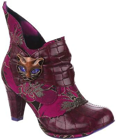 IRREGULAR CHOICE IRREGULAR CHOICE MIAOW PURPLE PINK GOLD WOMENS ANKLE BOOTS