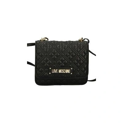 MOSCHINO WOMAN CROSSBODY BAG LOVE MOSCHINO BLACK QUILTED FAUX LEATHER SQUARED FOR WOMEN
