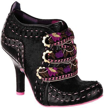IRREGULAR CHOICE IRREGULAR CHOICE ABIGAILS FLOWER PARTY BLACK PINK WOMENS ANKLE BOOTS