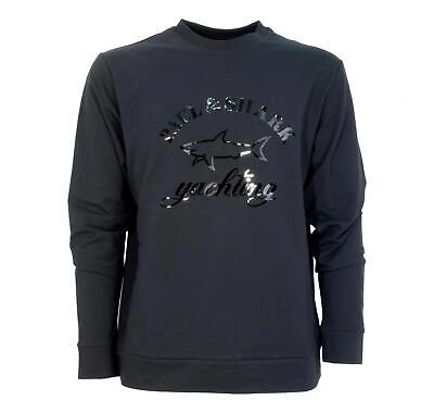 PAUL & SHARK PAUL SHARK SWEATSHIRT IN SUPER SOFT STRETCH PRINT LOGO REFLEX 22411822 BLACK