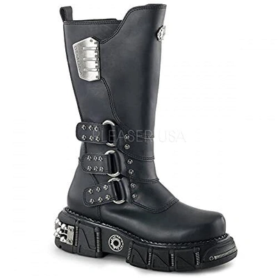 DEMONIA DEMONIA DMA-3003 MEN'S BLACK STRAP VEGAN GOTH SHAFT CLOSURE COMBAT BOOTS