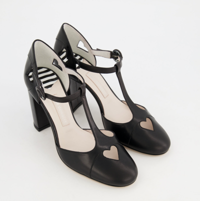 LULU GUINNESS LULU GUINNESS CLEMENCE LEATHER HEELS IN BLACK - UK 5/EU 38 - £275