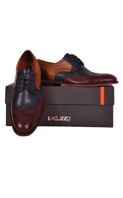 LACUZZO MENS LACUZZO MULTI COLOUR PANEL BROGUE SHOE CLARET