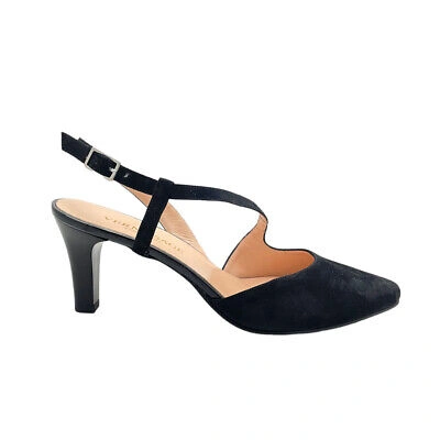SOFFICE SOGNO SOFFICE SOGNO 9360 SLIG BACK SANDAL SHOE IN BLACK SUEDE WITH STRAP SOFFICE SOGNO