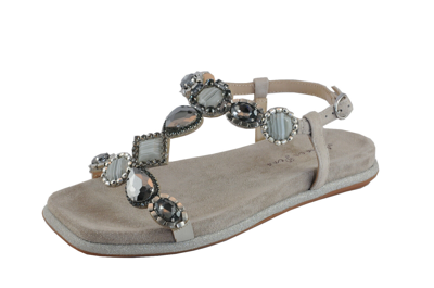 ALMA EN PENA ALMA EN PENA WOMEN'S SANDALS 22420 TAUPE SUEDE LEATHER GLITTER JEWELRY