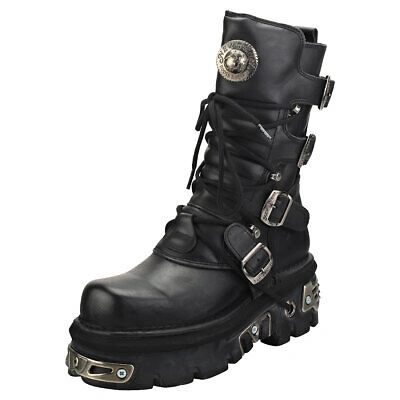 NEW ROCK ROCK REACTOR HALF BOOTS UNISEX BLACK PLATFORM BOOTS - 4 UK