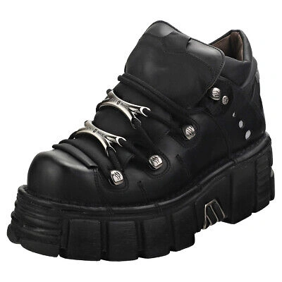 NEW ROCK ROCK M106N-S6 UNISEX BLACK PLATFORM SHOES - 5 UK