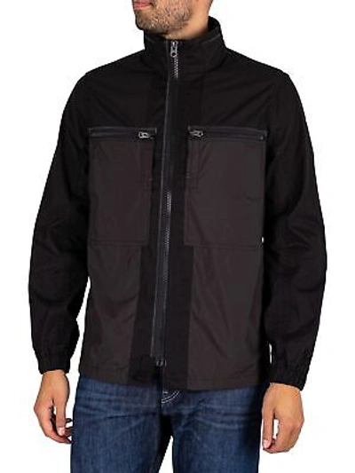 G-STAR RAW G-STAR RAW MEN'S FABRIC MIX OVERSHIRT, BLACK