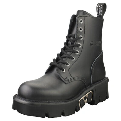 NEW ROCK ROCK M-MILI084N-S3 UNISEX BLACK ANKLE BOOTS