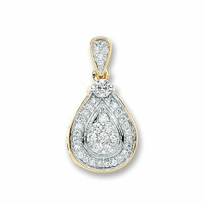 MARKENLOS 9CT GELBGOLD 0.25CT DIAMANT TROPFEN ANHÄNGER 13MM