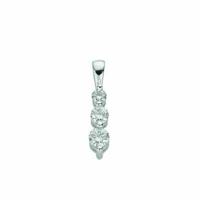 MARKENLOS 9CT WEISS GOLD 0.31CT DIAMANT TRILOGIE ANHÄNGER 28MM