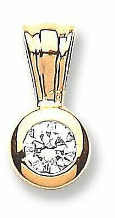 MARKENLOS 18CT GELBGOLD 0.25CT SCHLIFF SET DIAMANT ANHÄNGER 12MM