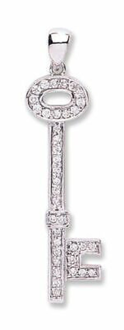 MARKENLOS 18CT WEISS GOLD 0.22CT DIAMANT SCHLÜSSEL 37MM