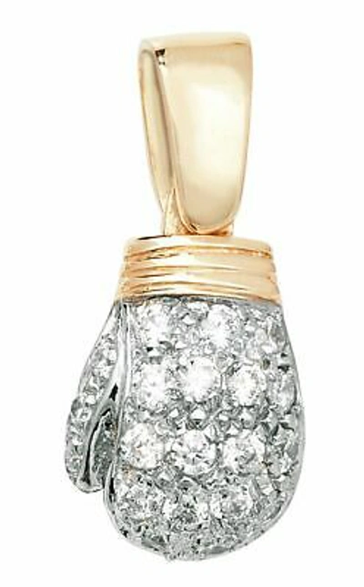 MARKENLOS 9CT GELBGOLD BOXHANDSCHUH CUBIC ZIRKONIA ANHÄNGER