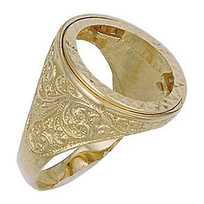 MARKENLOS 9CT GELBGOLD (HALB) GRAVIERT SEITEN SOVEREIGN RING