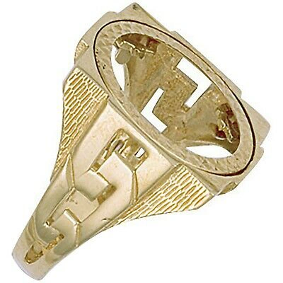 MARKENLOS 9CT GELBGOLD (VOLL) QUADRATISCH TOP ID SEITEN SOVEREIGN RING