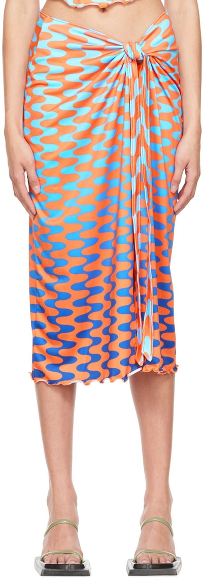 FENSI SSENSE EXCLUSIVE ORANGE & BLUE MIDI SKIRT