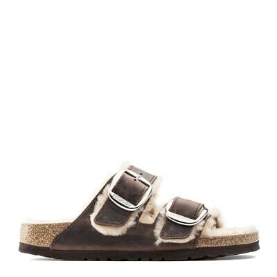 BIRKENSTOCK BIRKENSTOCK WOMENS ARIZONA BIG BUCKLE SHEARLING NARROW SANDAL OILED LEATHER H...
