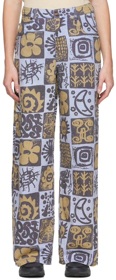 MCQ BY ALEXANDER MCQUEEN BLUE PRINT WIDE-LEG JEANS