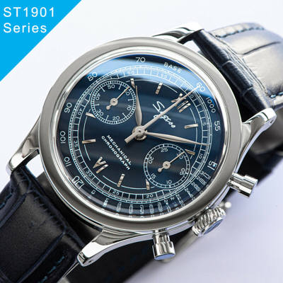 SUGESS SEAGULL SUGESS ST1901 PANDA 38MM DARK BLUE CHRONOGRAPH DOMED SAPPHIRE 1963 BNIB