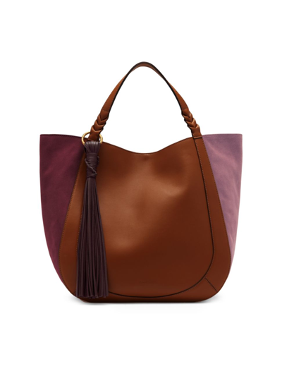 ULLA JOHNSON ALBERS COLORBLOCKED SUEDE & LEATHER TOTE