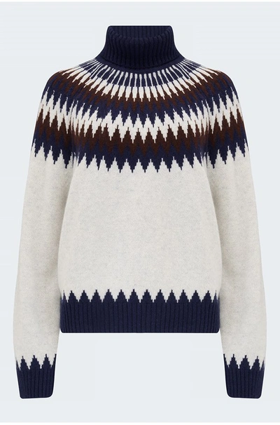 JUMPER 1234 - NORDIC YOKE ROLL COLLAR IN PEARL RIVER DEEP SEA ROSEBUD