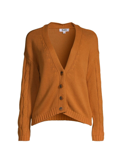 525 AMERICA WOMEN'S COTTON CABLE-KNIT CARDIGAN