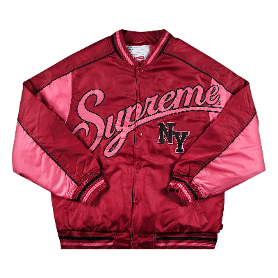 SUPREME SUPREME CONTRAST SCRIPT VARSITY JACKET 'RED'