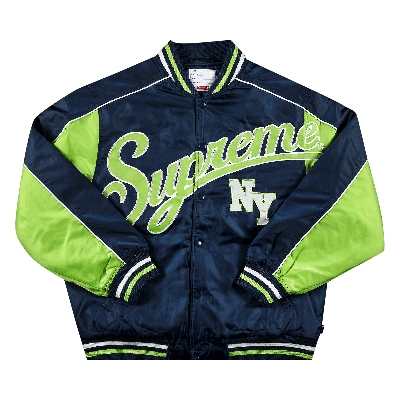 SUPREME SUPREME CONTRAST SCRIPT VARSITY JACKET 'NAVY'