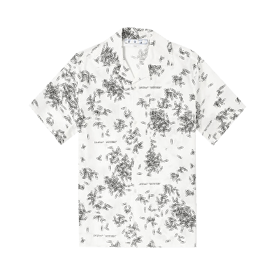 OFF-WHITE ALLOVER PAPERCLIP PRINT HOLIDAY SHIRT 'WHITE/BLACK'