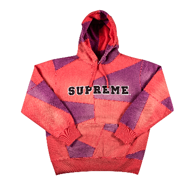 SUPREME SUPREME PATCHWORK HOODED SWEATSHIRT 'BRIGHT CORAL'