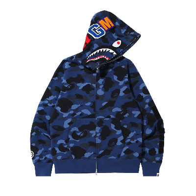 BAPE BAPE COLOR CAMO DETACHABLE SHARK FULL ZIP HOODIE 'BLUE'