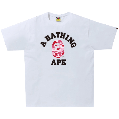BAPE BAPE ABC CAMO COLLEGE TEE 'WHITE/PINK'