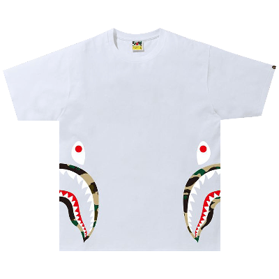 BAPE BAPE 1ST CAMO SIDE SHARK TEE 'WHITE/YELLOW'