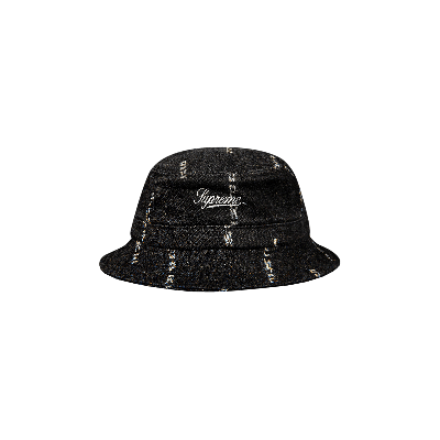 SUPREME SUPREME LOGO STRIPE JACQUARD DENIM CRUSHER 'BLACK'